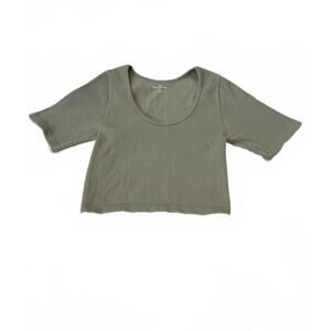 Love Tree Ribbed Olive Seamless Crop Top Women's Size Small
